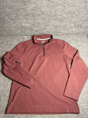01 Algo Quarter Zip-Front Long Sleeve Pullover in Heather Maroon Size Largr